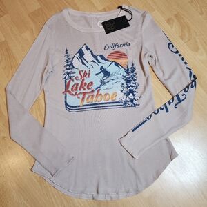 NWT Chaser Waffle Long Sleeve Thermo Beige Shirt Ski Lake Tahoe Size Small